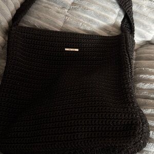 The Sak Purse Womens Black Crochet Knit  Bag Small Beachy Casual